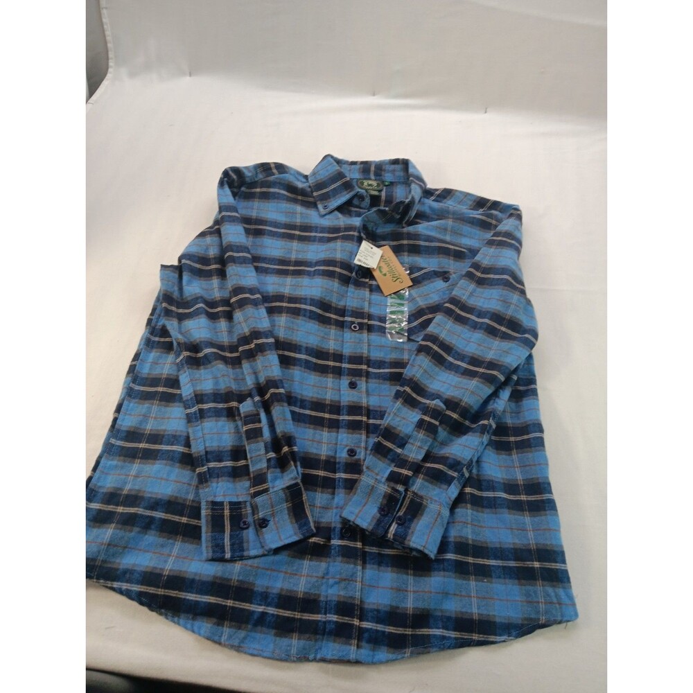 Stillwater Supply Co Mens L Flannel Shirt Heavyweight Green Blue Buffalo Plaid